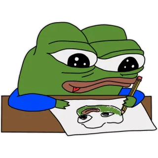 ✍️ Pepe the Frog Pepe de Kikker, Meme, Internetmeme, Tekening, Cartoonkikker, Internetcultuur, Illustratie telegram sticker