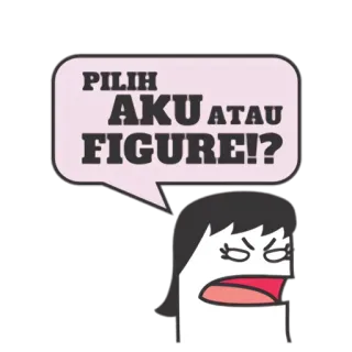 ‼ PILIH AKU ATAU FIGURE!? 만화, 여자, 말풍선, 질문, 선택, 인물 telegram sticker