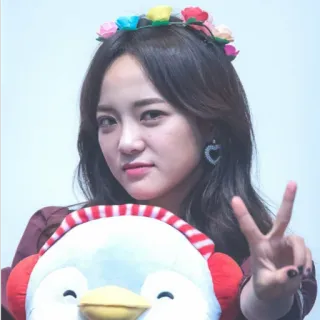 ✌ femme, personne, portrait, coréenne, fille, couronne de fleurs telegram sticker
