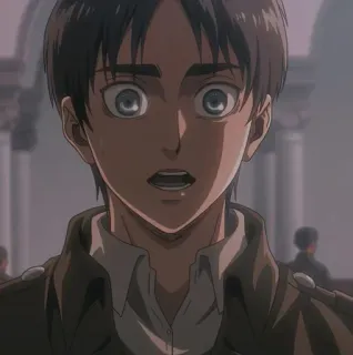 🍬 Eren Yeager Attack on Titan Anime, Eren Jäger, Attack on Titan, Charakter, geschockt, verängstigt, Anime Charakter whatsapp sticker