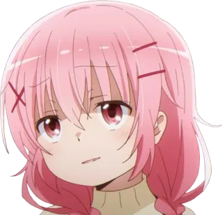 😕 gadis anime, rambut merah muda, imut, kartun, stiker telegram sticker