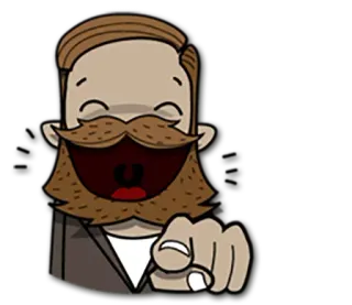 😂 man, pointing, illustration, cartoon, mustache telegram sticker