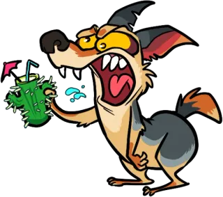 😳 animal, dibujos animados, perro, cactus, bebida, enojado, divertido whatsapp sticker