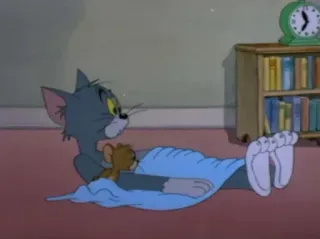 😐 Tom and Jerry desenho animado, gato, rato, dormir, amizade telegram sticker