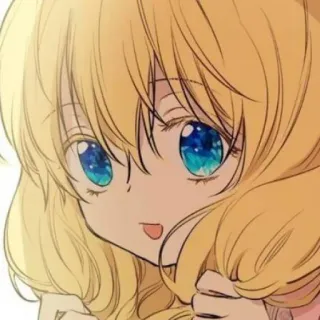 👑 Anime, Fille, Mignon, Dessin animé, Blonde, Portrait telegram sticker