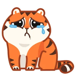 😢 sad, crying, tiger, animal, cute, cartoon telegram sticker