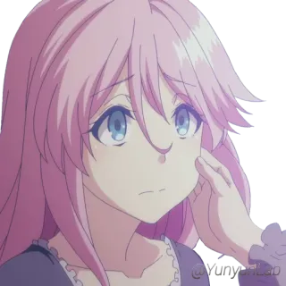 ☹️ Anime, Cheveux roses, Triste, Fille, Personnage telegram sticker