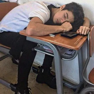 😴 tidur, remaja, meja, siswa, sekolah, lelah telegram sticker