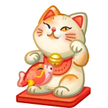 🎁 chat, chat porte-bonheur, maneki neko, fortune, bonne chance, poisson rouge, mignon, symbole whatsapp sticker
