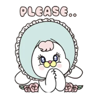 🙏 PLEASE.. imut, memohon, mengemis, kelinci, permintaan, kartun telegram sticker