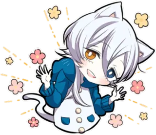 👋 kot, anime, manga, słodkie, chibi, kawaii, naklejka telegram sticker