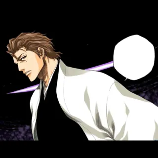🧬 Aizen Bleach 애니메이션, 칼, 악당, 진지한, 만화 telegram sticker