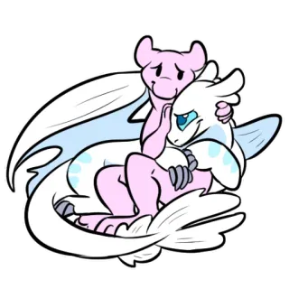 😔 dragons, mignon, dessin animé, fantaisie, animaux telegram sticker