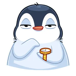 ⏳ Pinguin, Cartoon, Uhr, Warten, gelangweilt, Tier telegram sticker
