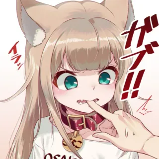 🧸 イラッ Anime, Manga, Ragazza gatto, Collare, Carino whatsapp sticker