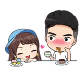 💦 Desenho animado, Casal, Comida, Fofo, Amor telegram sticker