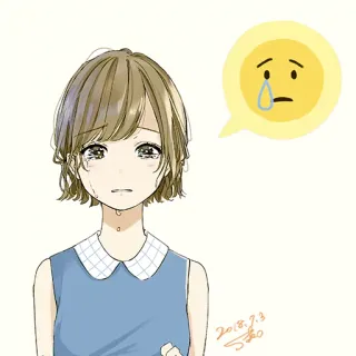 😢 2018.7.3 crying, sad, anime, girl, tears, emotion telegram sticker
