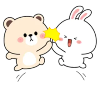 ❤ ours, lapin, tape m'en cinq, amitié, mignon, dessin animé telegram sticker
