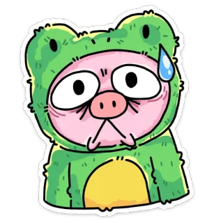 😅 青蛙, 服装, 焦虑, 流汗, 卡通, 可爱, 搞笑 telegram sticker