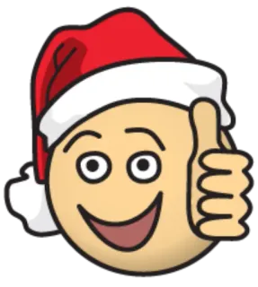 👍 Emoji, Pollice in su, Cappello di Babbo Natale, Natale, Vacanza, Festivo, Faccina sorridente telegram sticker