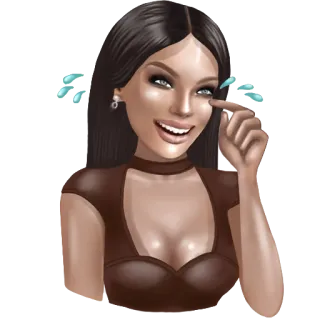 😂 mujer, morena, maquillaje, llorando, dibujos animados, emocional whatsapp sticker