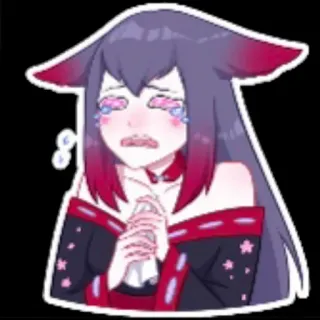 😭 animé, pleurer, renard, kemonomimi, fille, triste, larmes telegram sticker