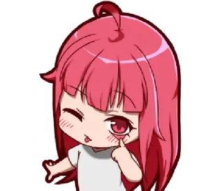 😜 Anime, Manga, Chibi, Lindo, Chica, Guiño, Arte digital telegram sticker