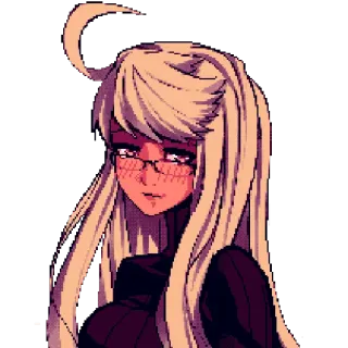 ☺️ 动漫女孩, 眼镜, 长发, 可爱, 像素艺术 telegram sticker