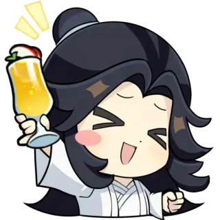 🍾 cartoon, anime, cheering, drink, happy, chibi whatsapp sticker