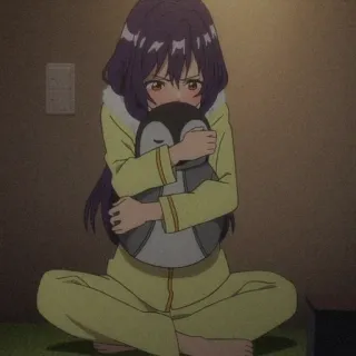 🤨 anime, girl, penguin, cuddle, cute, animation telegram sticker