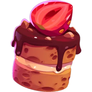 ❤️ bolo, morango, sobremesa, comida, doce telegram sticker
