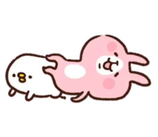 😪 카와이, 귀여운, 애니메이션, 오리, 토끼, 우정 telegram sticker