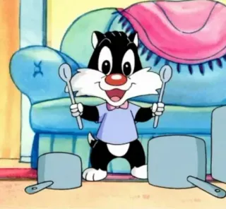 🧃 Sylvester Looney Tunes chat, dessin animé, batterie, musique, chaton telegram sticker
