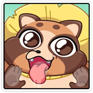 😍 tanuki, perro mapache, mono, gracioso, animal, dibujos animados, emoji whatsapp sticker