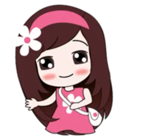 💁 卡通, 女孩, 可爱, 花, 粉色, 卡通人物 whatsapp sticker