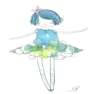 💃 poupée, robe, bleu, illustration, mignon, fille whatsapp sticker