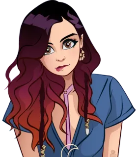 😏 mujer, dibujo animado, morena, chica, femenina, retrato telegram sticker