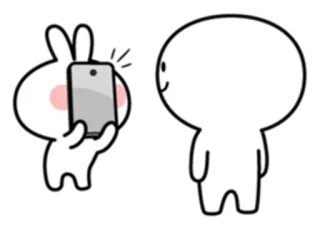 📷 мультик, стикер, кролик, селфи, милый, телефон telegram sticker