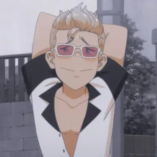😎 Anime, Homme, Lunettes, Détendu, Personnage telegram sticker