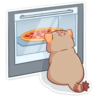 🍕 gato, pizza, horno, comida, animal, cocina, lindo, mascota telegram sticker