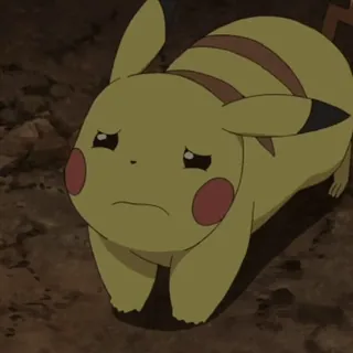 ☹️ Pikachu Pokemon โปเกมอน, ปิกาจู, เศร้า, ร้องไห้, อนิเมะ, การ์ตูน telegram sticker