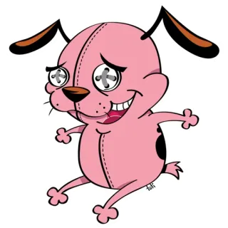 💀 Courage Courage the Cowardly Dog Dessin animé, Chien, Rose, Effrayé, Télé telegram sticker