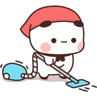 🧹 стикер, милый, панда, мультфильм, уборка, пылесос telegram sticker