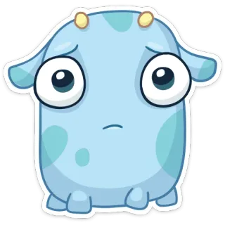 😒 mostro, carino, cartone animato, adesivo, blu, triste telegram sticker