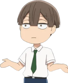 🤷‍♂️ Anime, Postać, Chłopak, Wzruszenie ramionami, Wyraz twarzy, Kreskówka telegram sticker