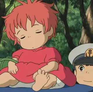 🐽 Ponyo Ponyo, Studio Ghibli, Anime, Hayao Miyazaki, Desenho animado, Peixe, Oceano, Fofo whatsapp sticker