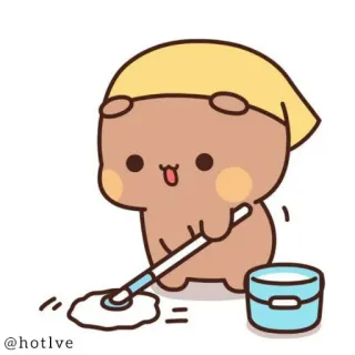 🥴 @hotlve cartoon, cleaning, mop, cute, animal, bear telegram sticker
