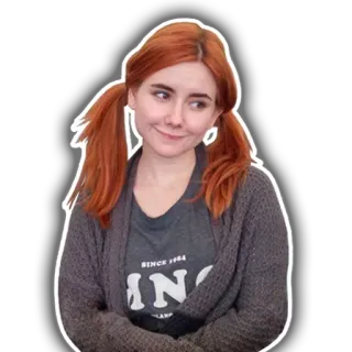 😊 SINCE 1984 женщина, рыжие волосы, хвостики, улыбка, человек, стикер, портрет telegram sticker