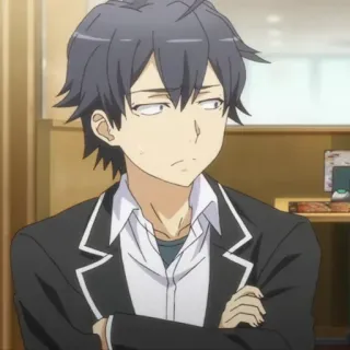 😕 Hikigaya Hachiman Oregairu Anime, Personaggio, Adolescente, Scuola, Romance telegram sticker