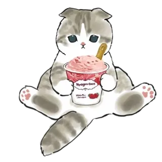 🍧 Nyogen-Das gato, helado, lindo, postre, fresa, animal whatsapp sticker